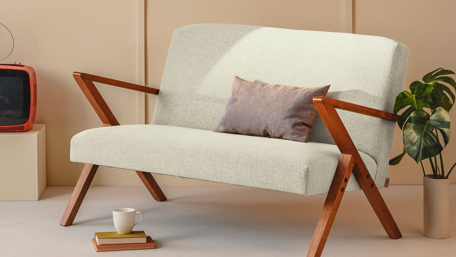 Modernes 2-Sitzer Sofa inspiriert vom Mid-Century Design