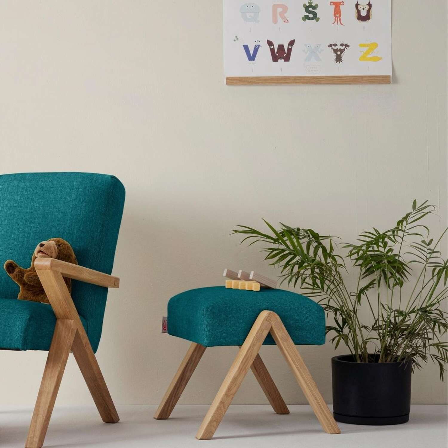 Kinder Retrostar Fußhocker Sternzeit Design