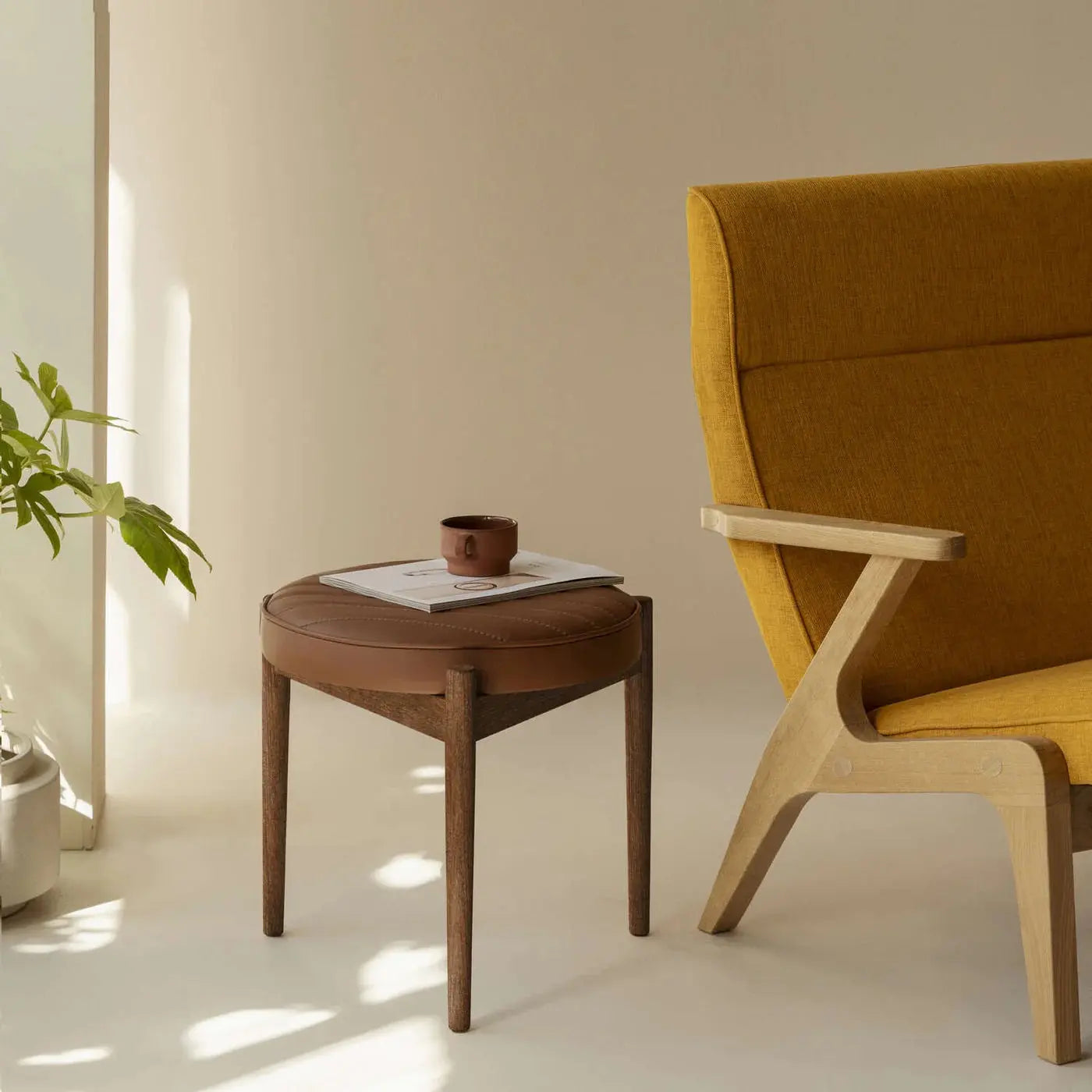 Sputnik Hocker - Leder Premium Sternzeit Design